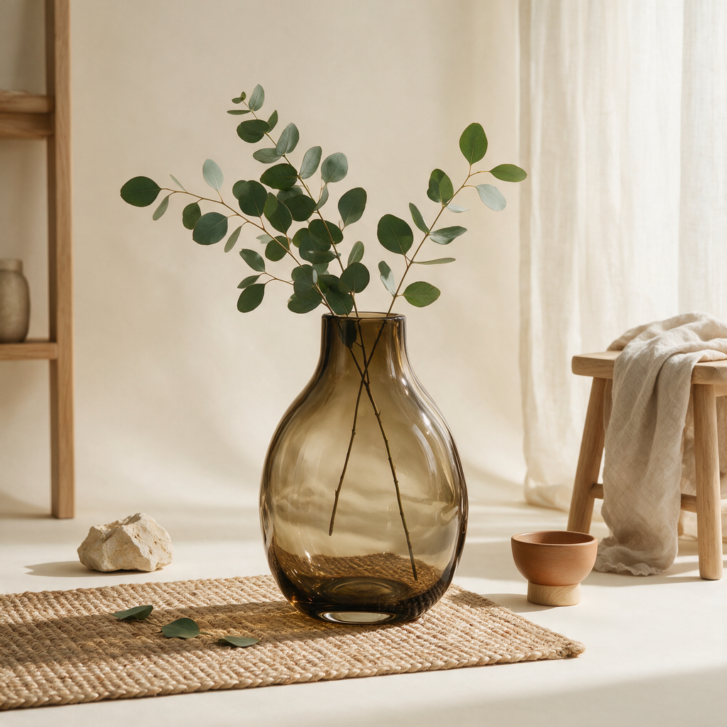 Flora Smoke Amber Glass Vase by Eco Bloom Supplies