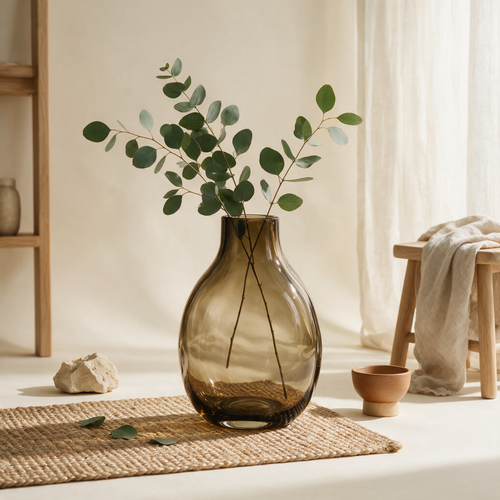 Flora Smoke Amber Glass Vase by Eco Bloom Supplies