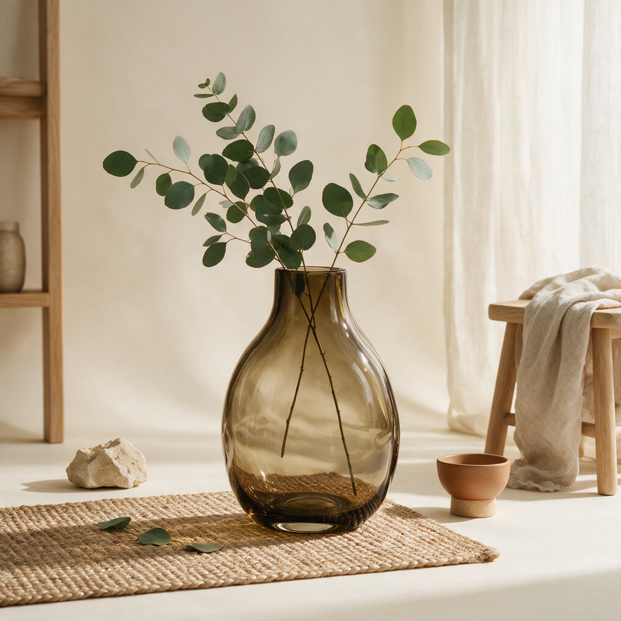Flora Smoke Amber Glass Vase by Eco Bloom Supplies